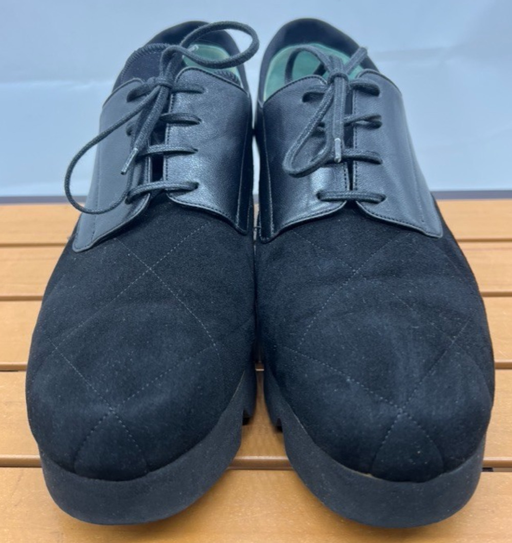 Thierry Rabotin Gate Black Suede Leather Quilted Platform Oxford Shoes size 40